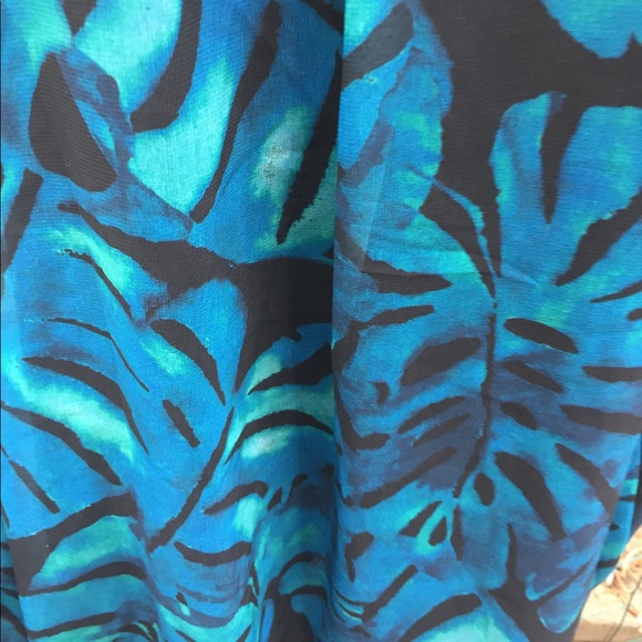 I .Madeline turquoise tropical print shades of the blue shift flowy halter dress - Picture 14 of 15